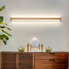 Liora Linear Mirror Vanity Wall Lamp With Wood Front