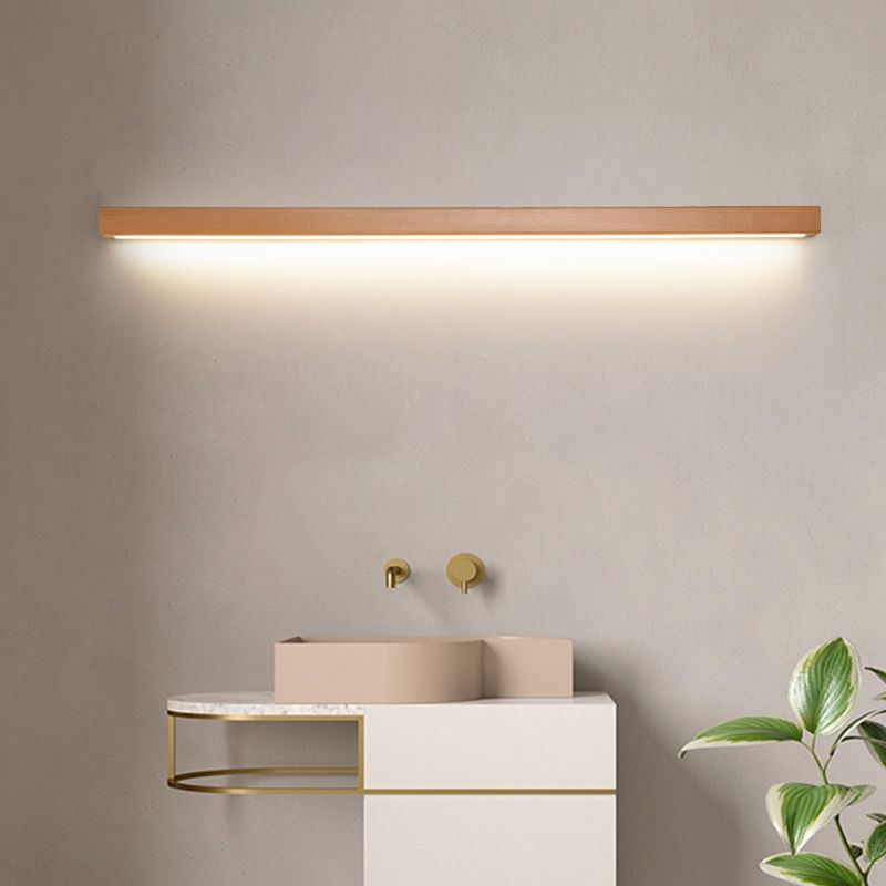 Liora Linear Mirror Vanity Wall Lamp With Wood Front