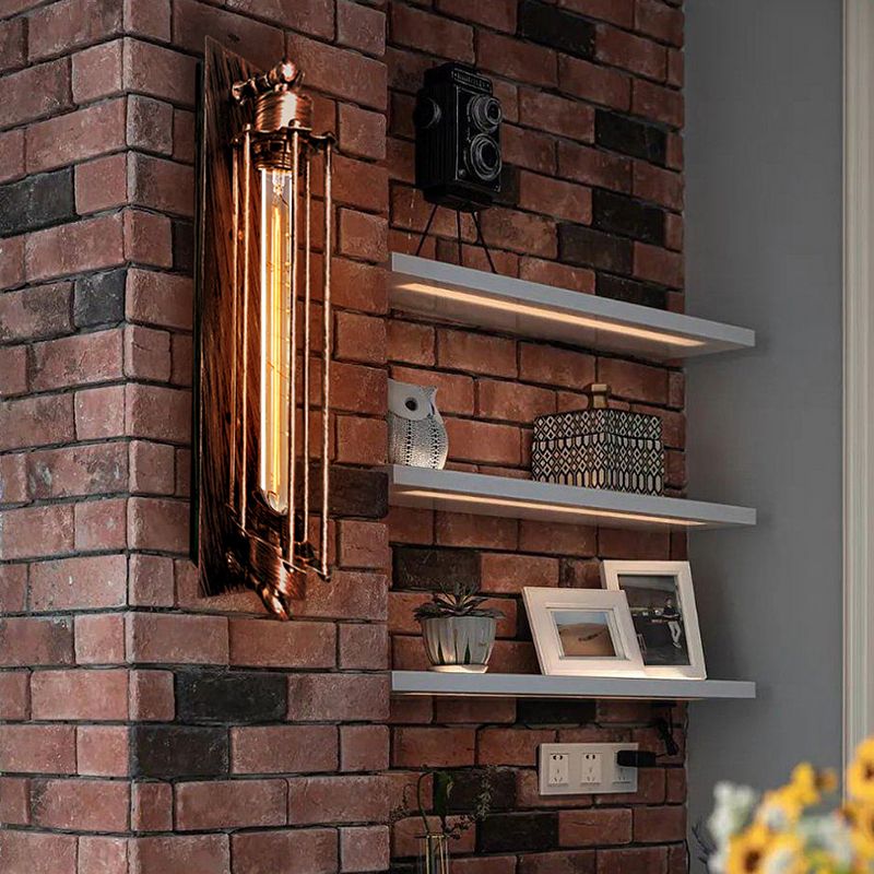 Vespera Vintage Cylinder Metal Wall Lamp In Black Red Silver Gold