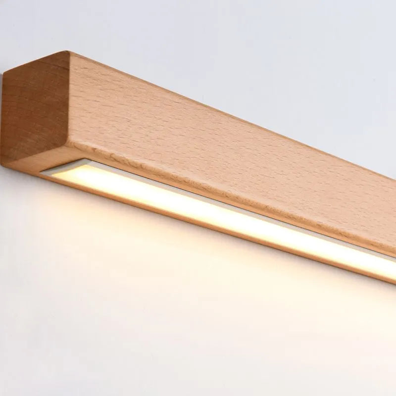 Liora Linear Mirror Vanity Wall Lamp With Wood Front
