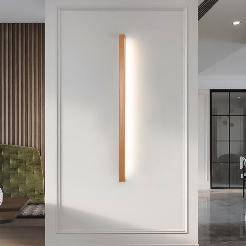 Liora Linear Mirror Vanity Wall Lamp With Wood Front
