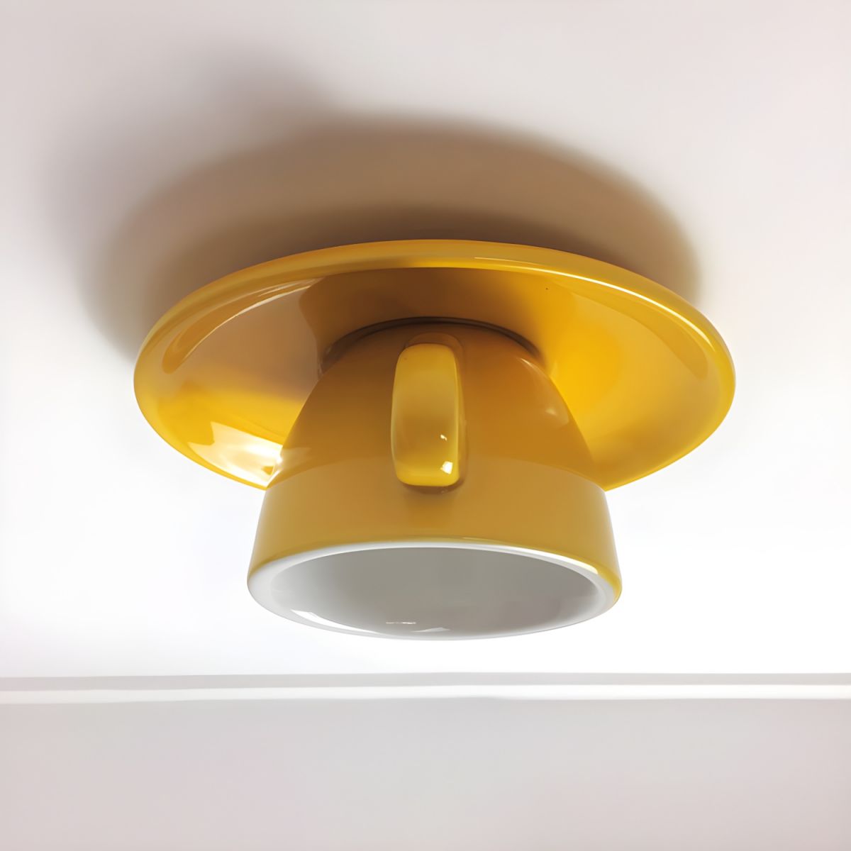 Astra Ceramic Flush Ceiling Light With Coffee Cup Shades
