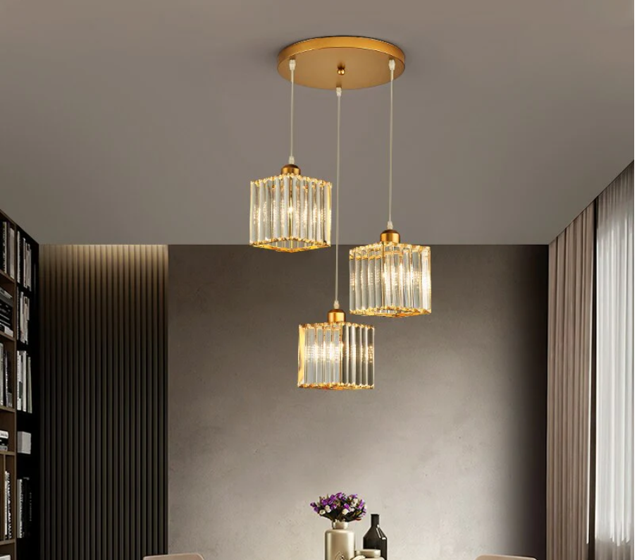 Nyra Cluster Glass Pendant Light In Black And Gold
