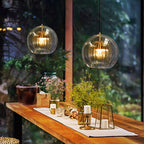Aurora Glass Globe Pendant Light In Clear Or Amber