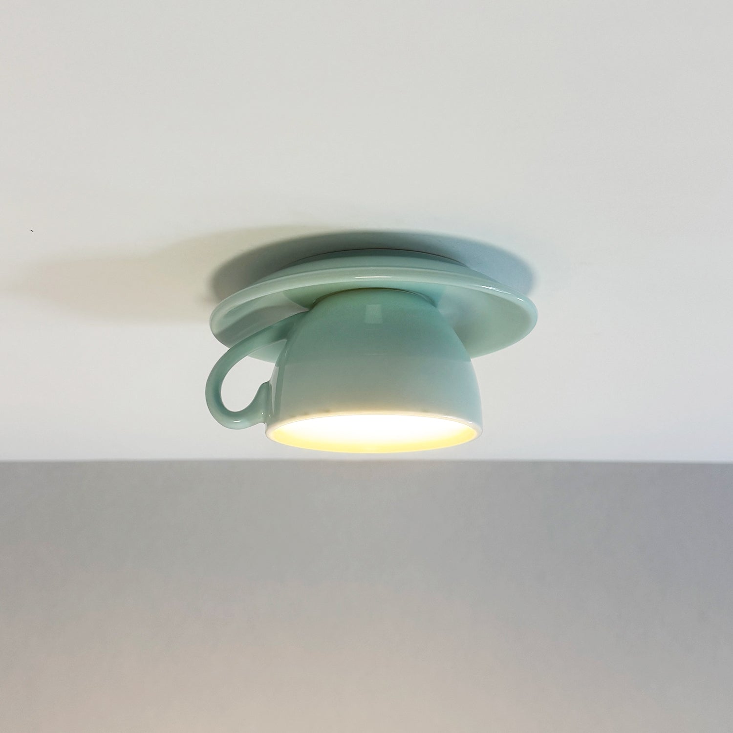 Astra Ceramic Flush Ceiling Light With Coffee Cup Shades
