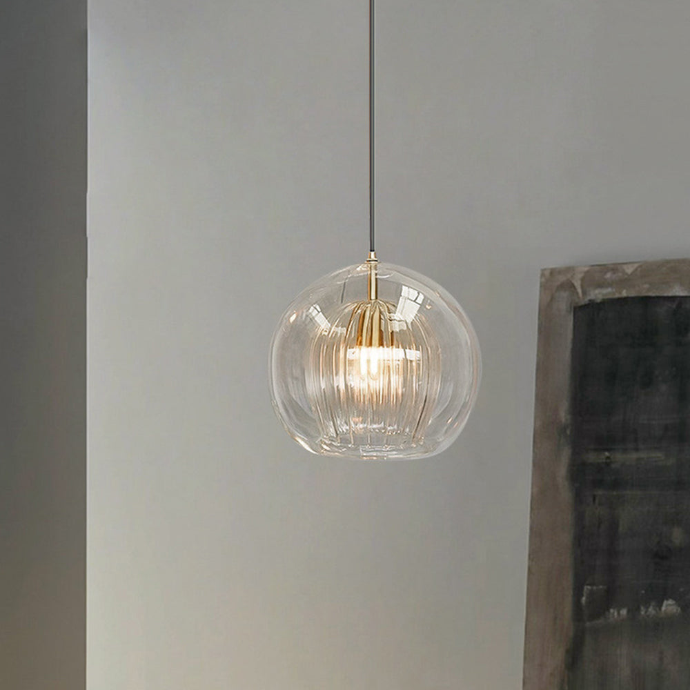 Aurora Glass Globe Pendant Light In Clear Or Amber