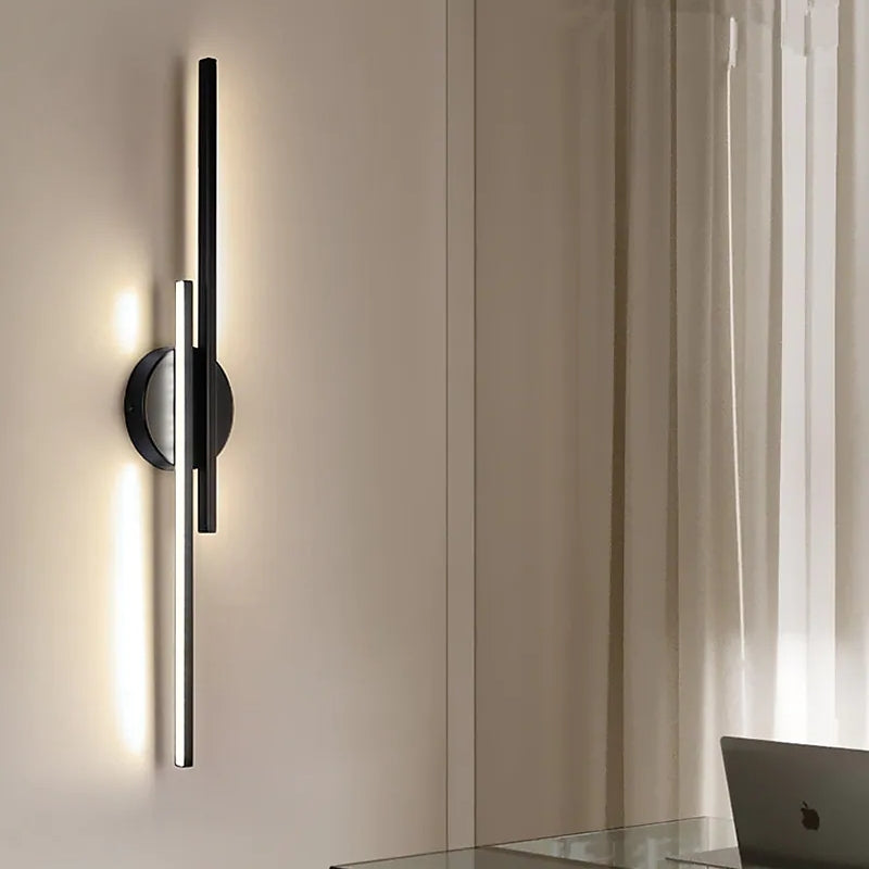 Asterra Nordic Disc and Linear LED Wall Lamp in Black and White