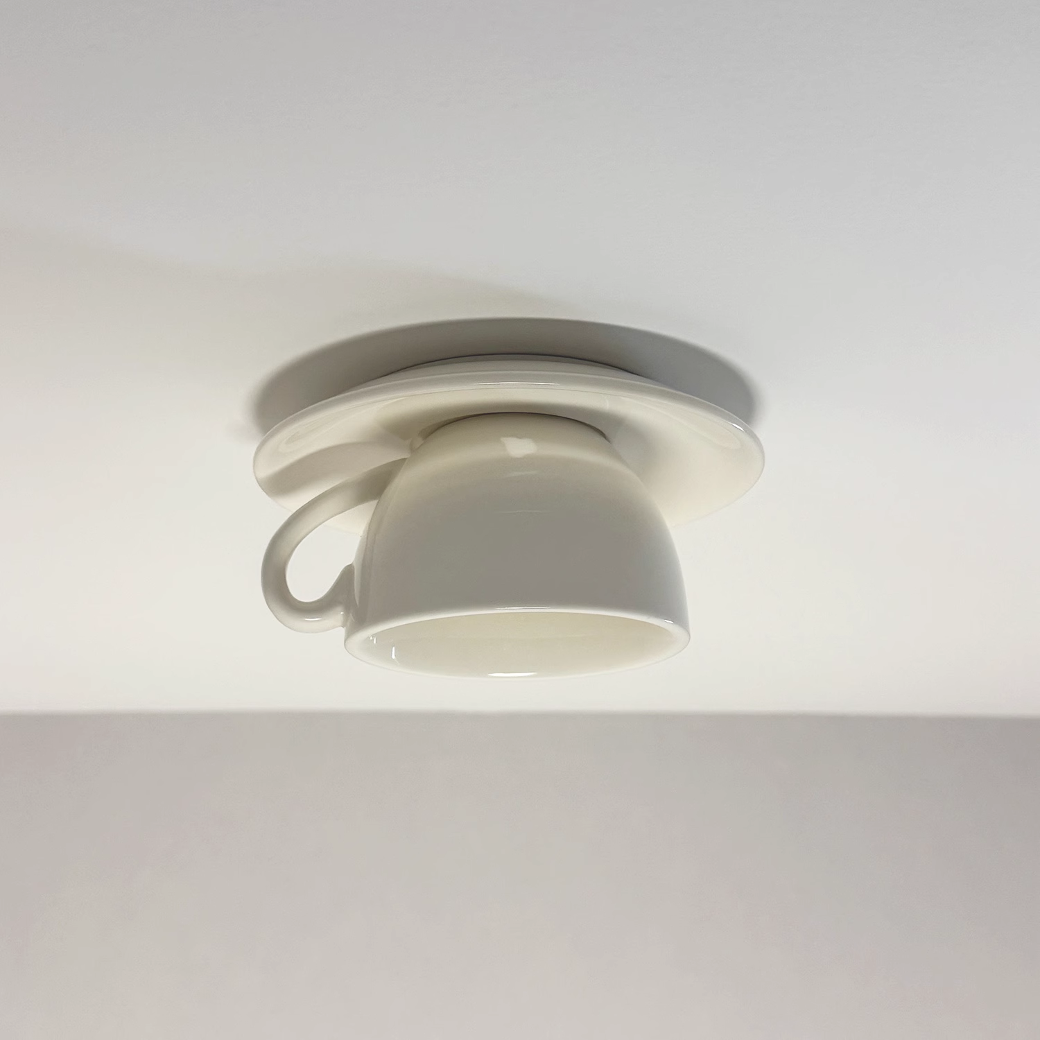 Astra Ceramic Flush Ceiling Light With Coffee Cup Shades