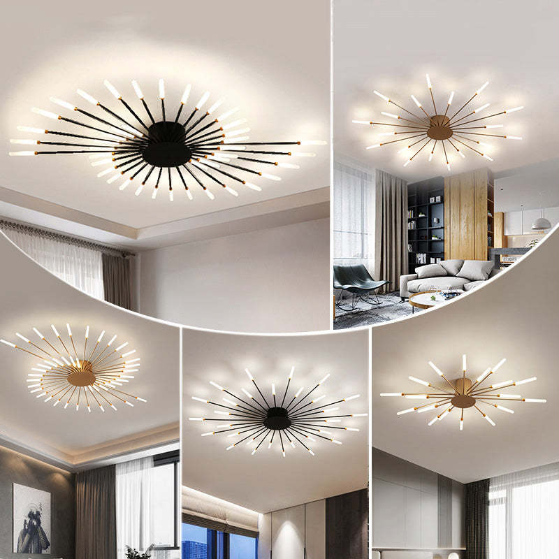 AstraSpire Spiral Flush Mount Ceiling Light In Black And Gold