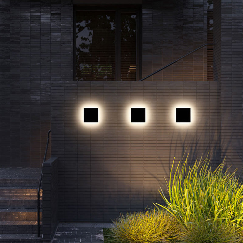 Aeris Outdoor Wall Light Minimalist Round or Square LED in Black and White
