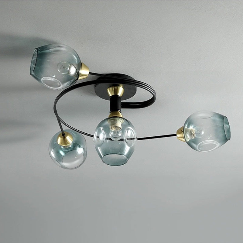 Aurelia Glass Flush Mount Ceiling Light in Black and Gold for Dining Room