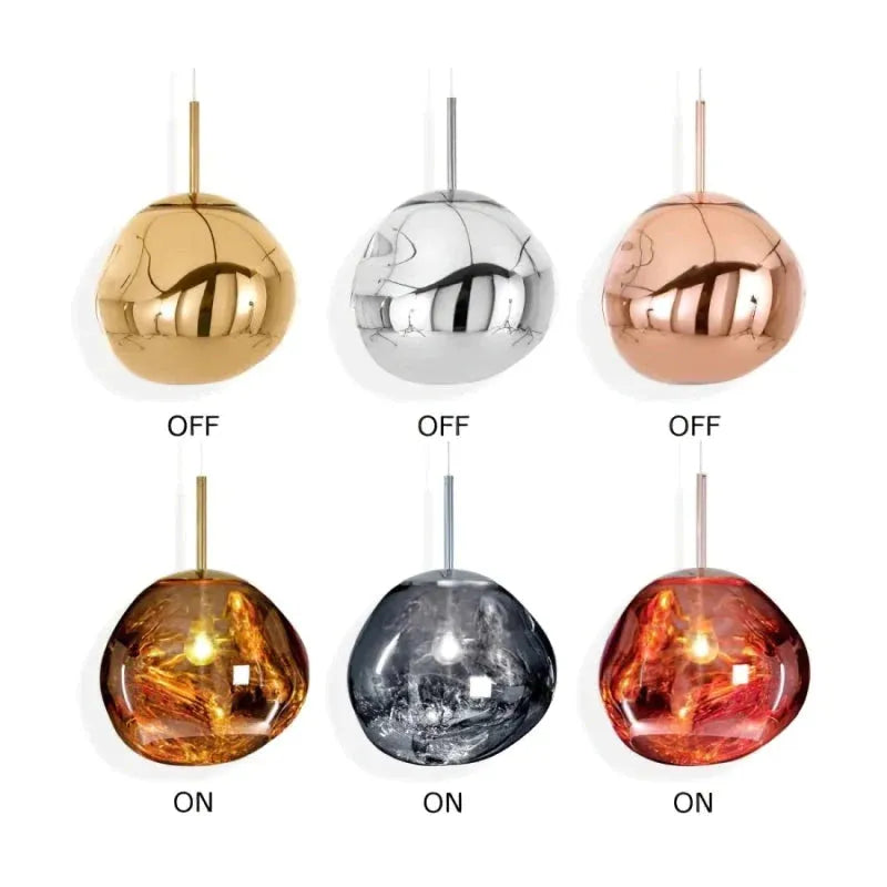 LavaFlow Pendant Lights in Four Colours with Warm Glass Glow