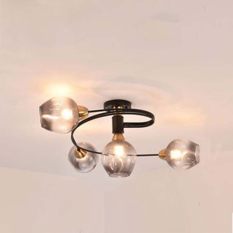 Aurelia Glass Flush Mount Ceiling Light in Black and Gold for Dining Room