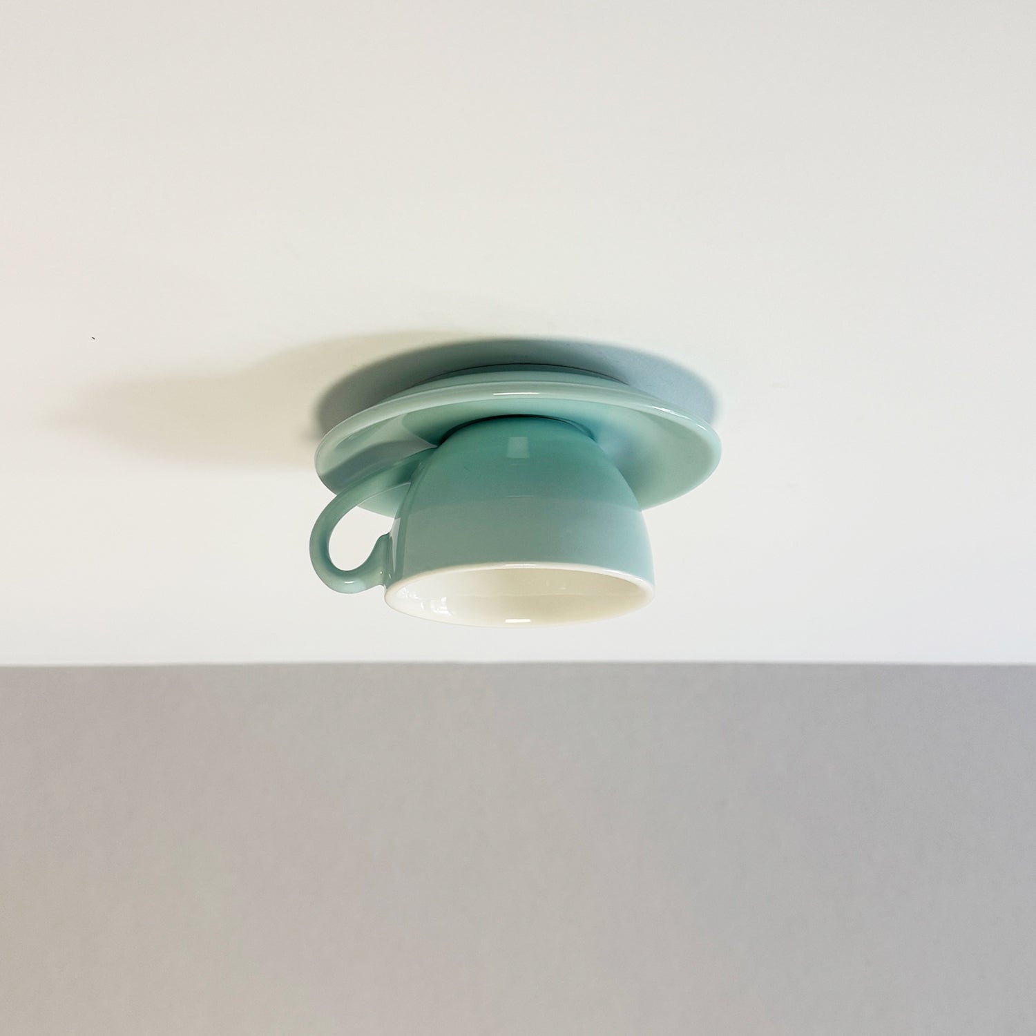 Astra Ceramic Flush Ceiling Light With Coffee Cup Shades