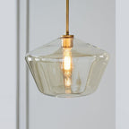Astra Diamond Glass Pendant Light In Clear Or Amber