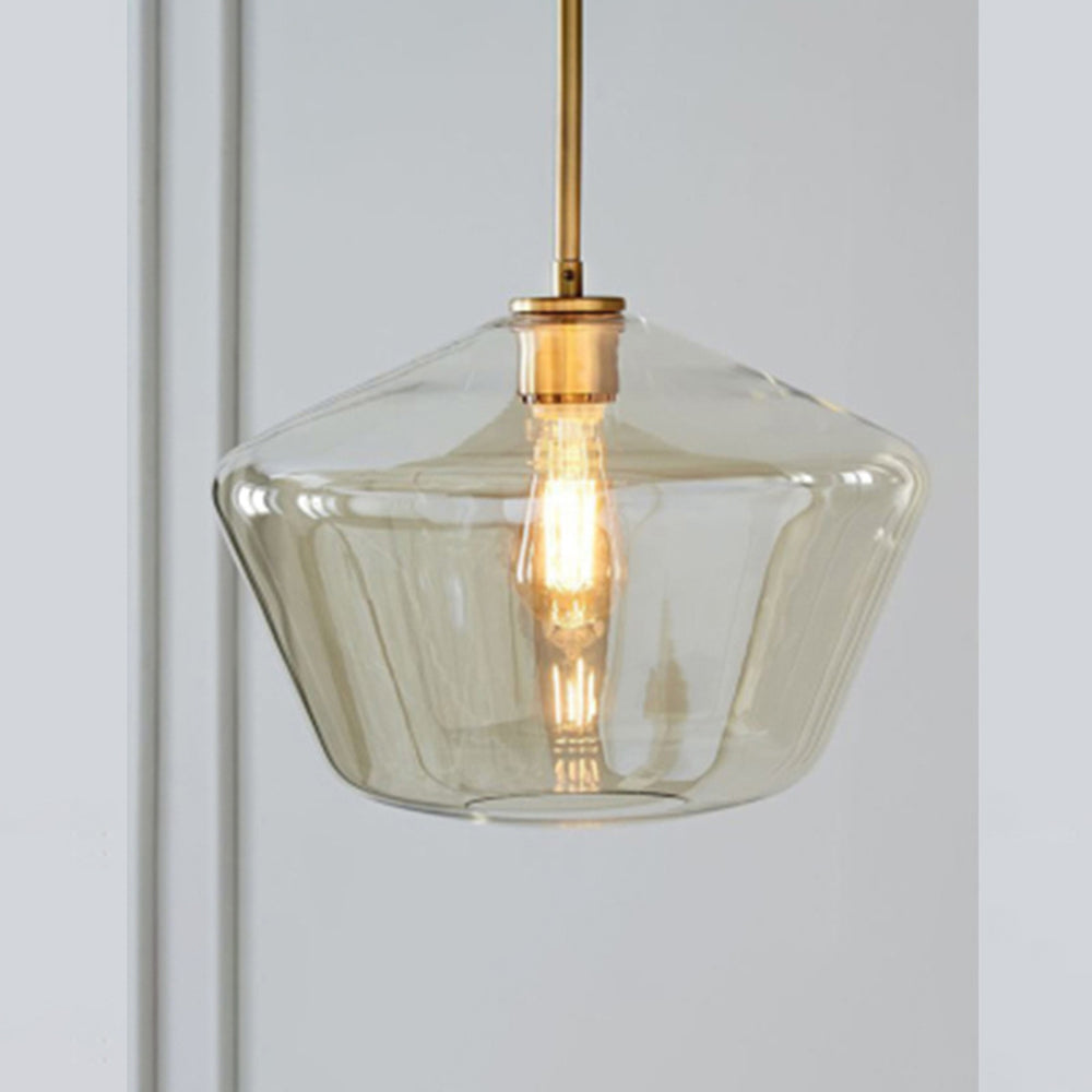 Astra Diamond Glass Pendant Light In Clear Or Amber