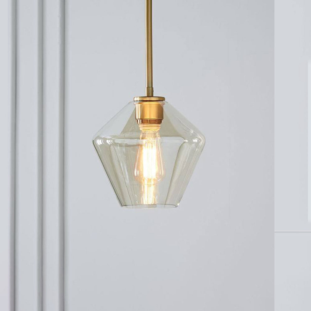 Astra Diamond Glass Pendant Light In Clear Or Amber