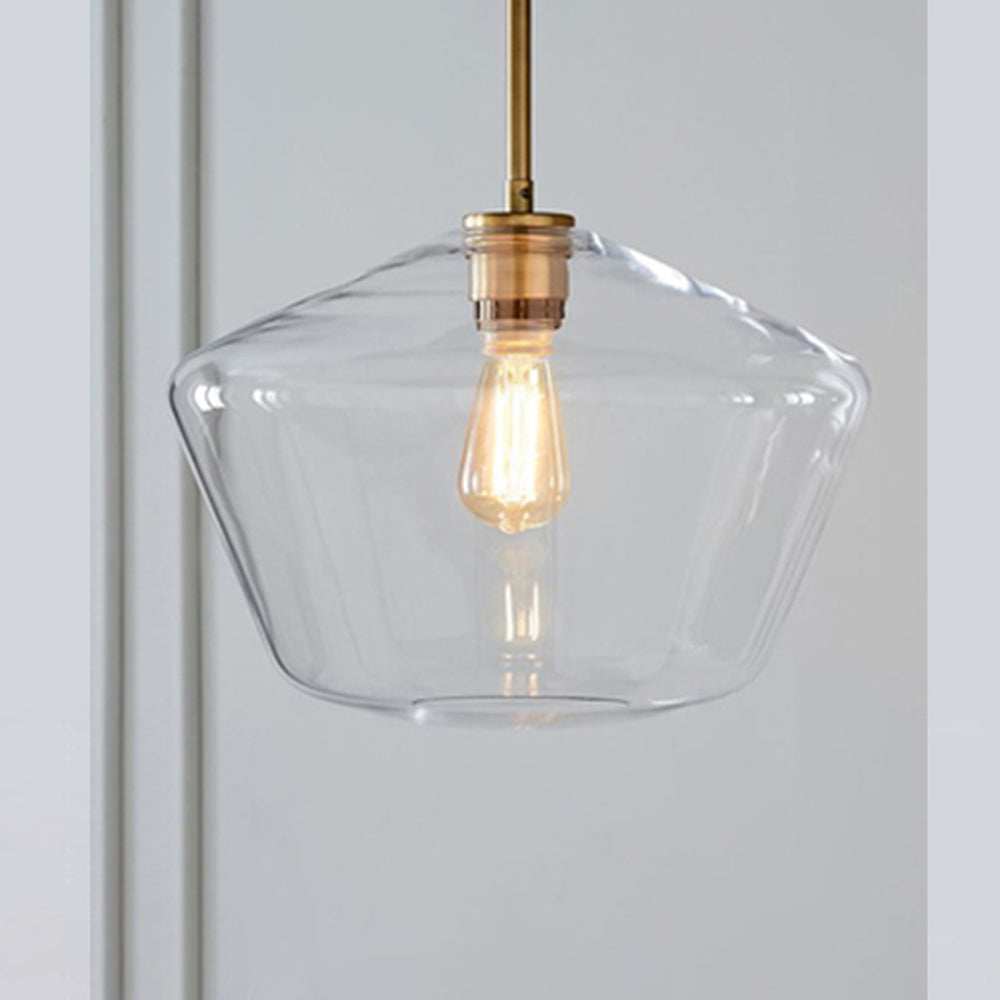 Astra Diamond Glass Pendant Light In Clear Or Amber