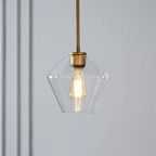 Astra Diamond Glass Pendant Light In Clear Or Amber