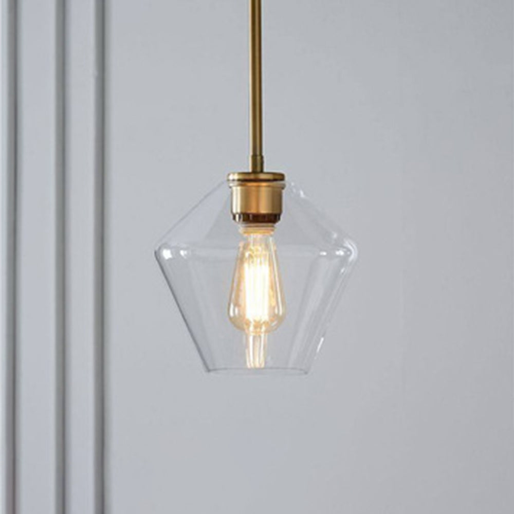 Astra Diamond Glass Pendant Light In Clear Or Amber