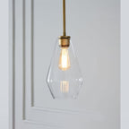 Astra Diamond Glass Pendant Light In Clear Or Amber