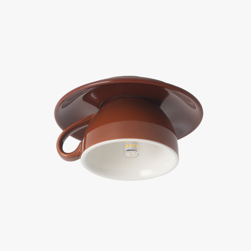Astra Ceramic Flush Ceiling Light With Coffee Cup Shades