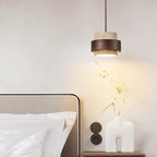 Sylora Travertine Pendant Light With Walnut Wood Band