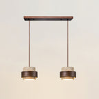 Sylora Travertine Pendant Light With Walnut Wood Band