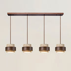 Sylora Travertine Pendant Light With Walnut Wood Band