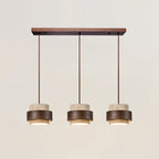 Sylora Travertine Pendant Light With Walnut Wood Band