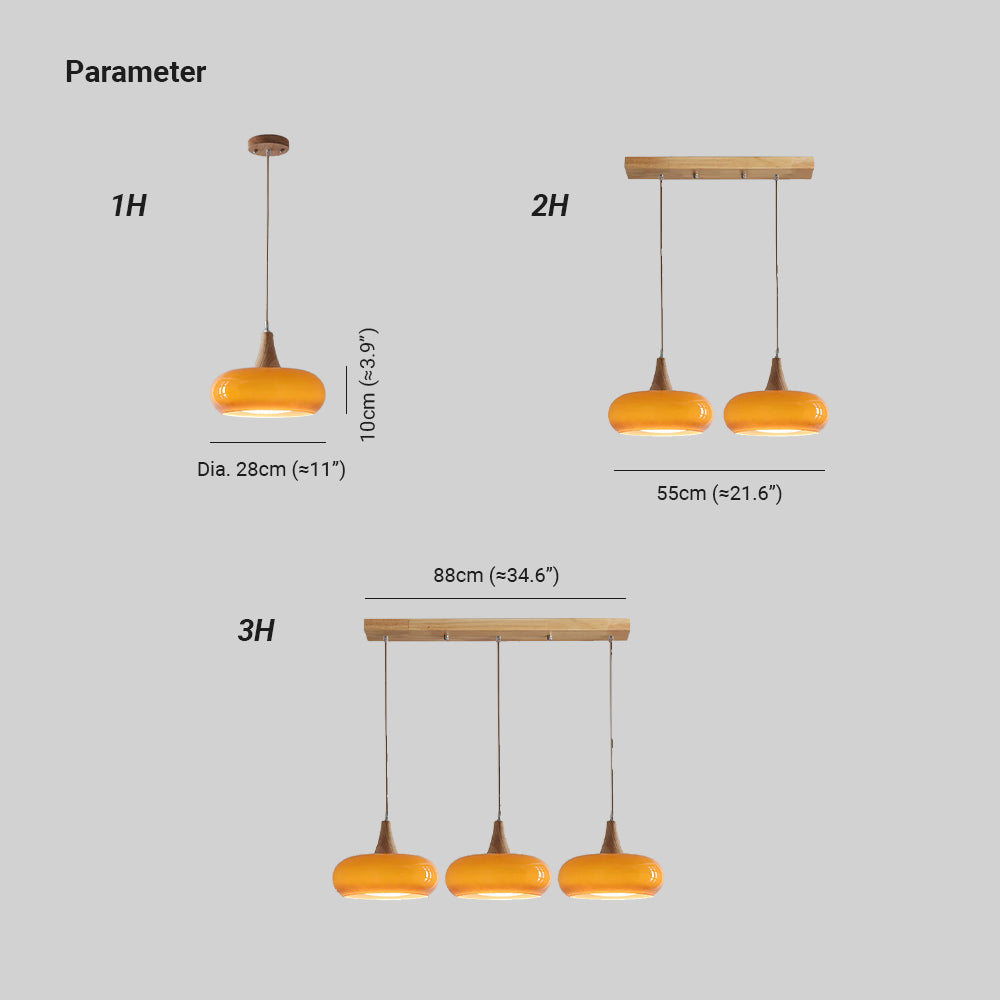 LumaWood Amber Glass Wood Pendant Light With Sleek Metal Detail