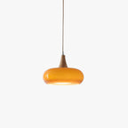 LumaWood Amber Glass Wood Pendant Light With Sleek Metal Detail