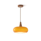 LumaWood Amber Glass Wood Pendant Light With Sleek Metal Detail