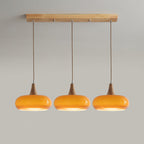 LumaWood Amber Glass Wood Pendant Light With Sleek Metal Detail