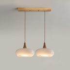 LumaWood Amber Glass Wood Pendant Light With Sleek Metal Detail