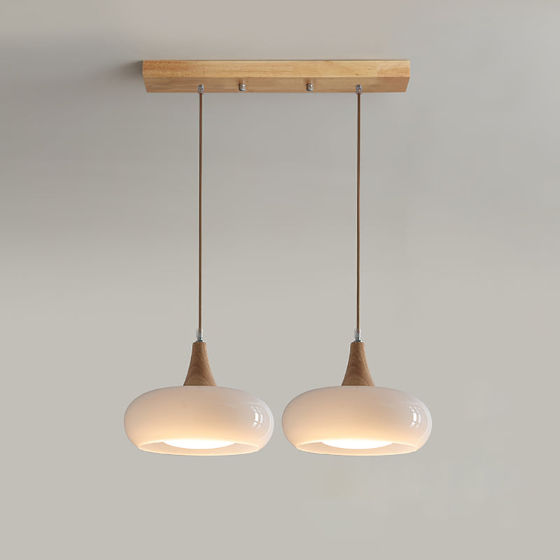 LumaWood Amber Glass Wood Pendant Light With Sleek Metal Detail