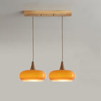 LumaWood Amber Glass Wood Pendant Light With Sleek Metal Detail