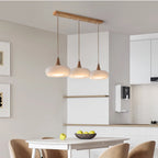 LumaWood Amber Glass Wood Pendant Light With Sleek Metal Detail
