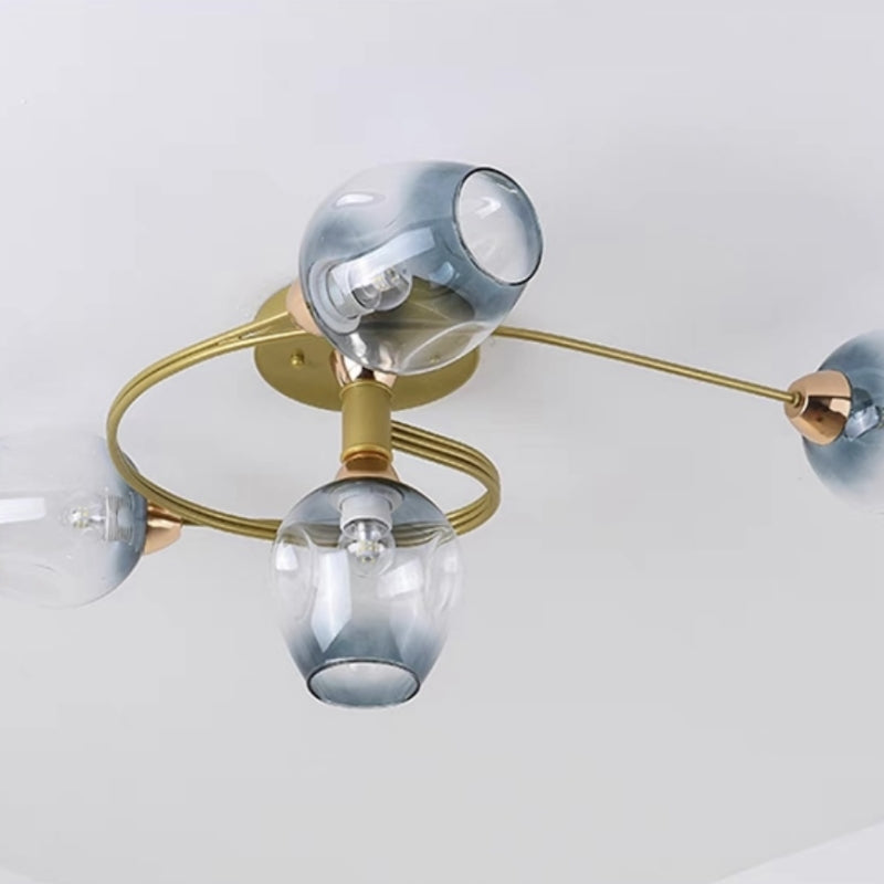 Aurelia Glass Flush Mount Ceiling Light in Black and Gold for Dining Room