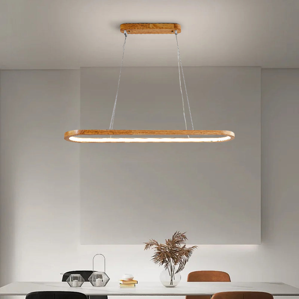 Orion Grove Oval Wood Pendant Light For Dining And Living Rooms