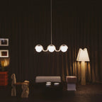 Aurea Linea Chandelier in Red and Silver Finish for Living Room