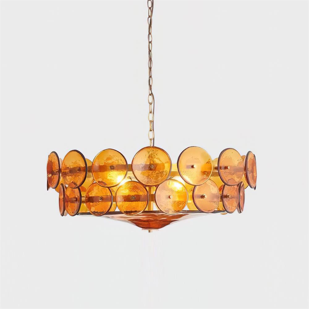 Lumora Amber Glass Chandelier With Adjustable Height