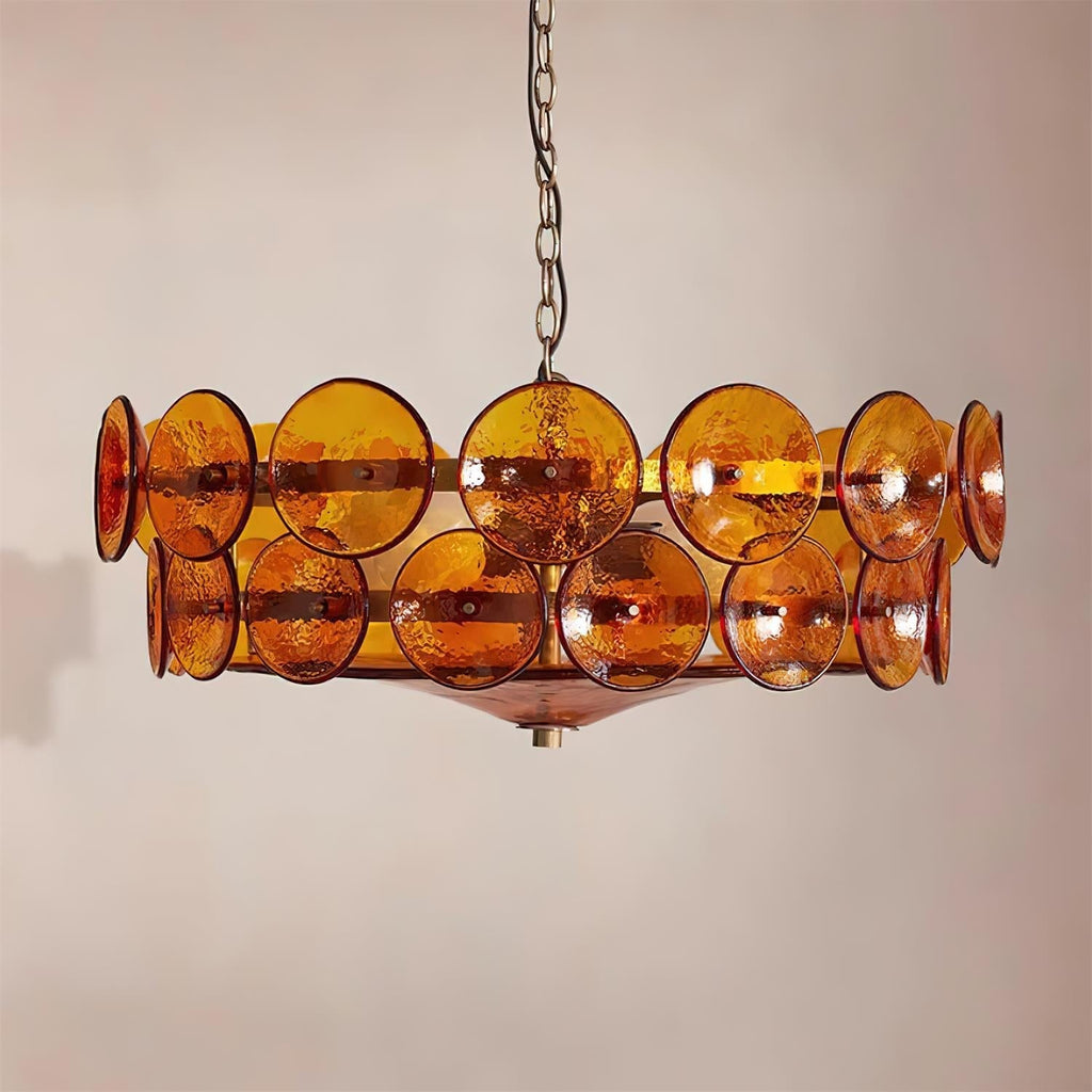 Lumora Amber Glass Chandelier With Adjustable Height