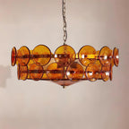 Lumora Amber Glass Chandelier With Adjustable Height