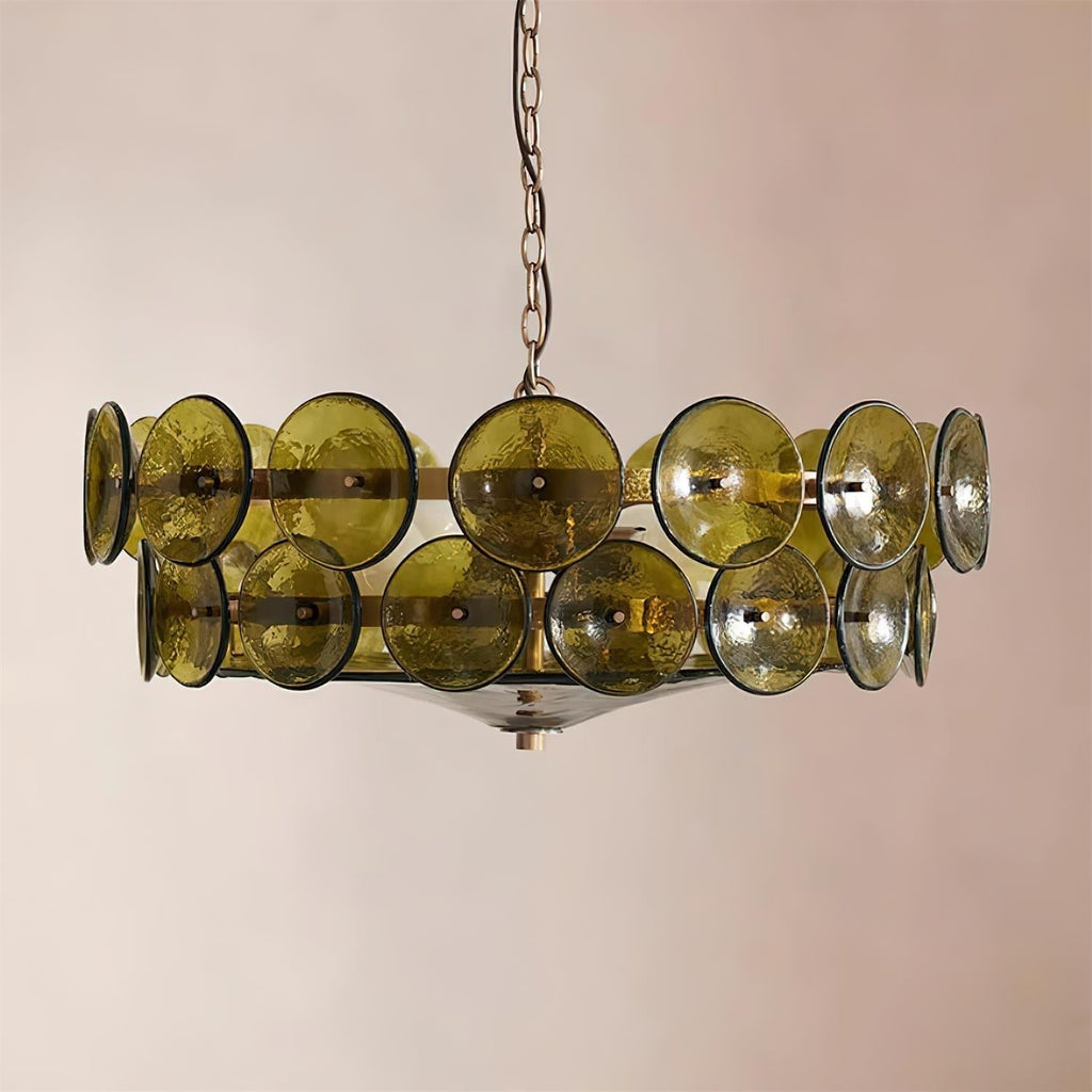 Lumora Amber Glass Chandelier With Adjustable Height