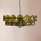 Lumora Amber Glass Chandelier With Adjustable Height