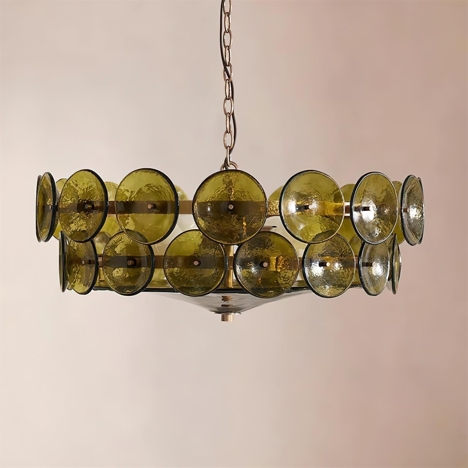 Lumora Amber Glass Chandelier With Adjustable Height