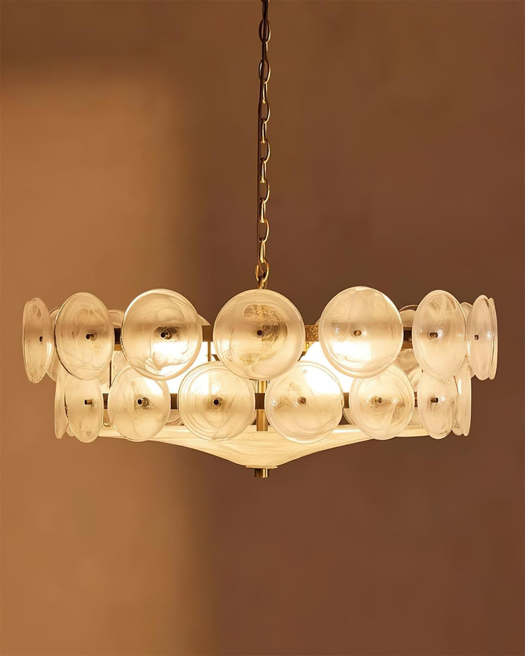 Lumora Amber Glass Chandelier With Adjustable Height