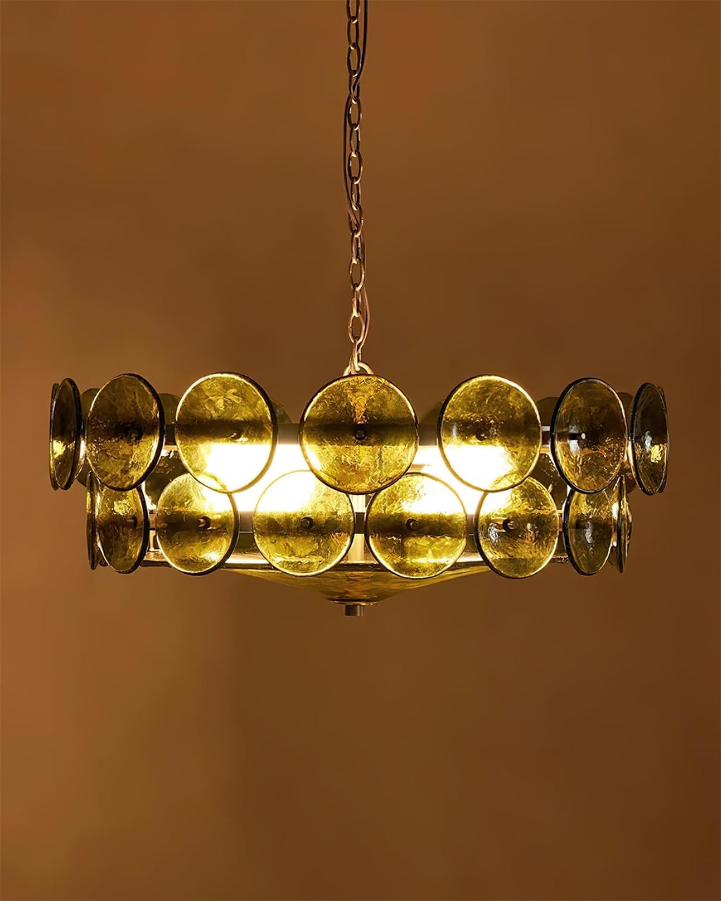 Lumora Amber Glass Chandelier With Adjustable Height