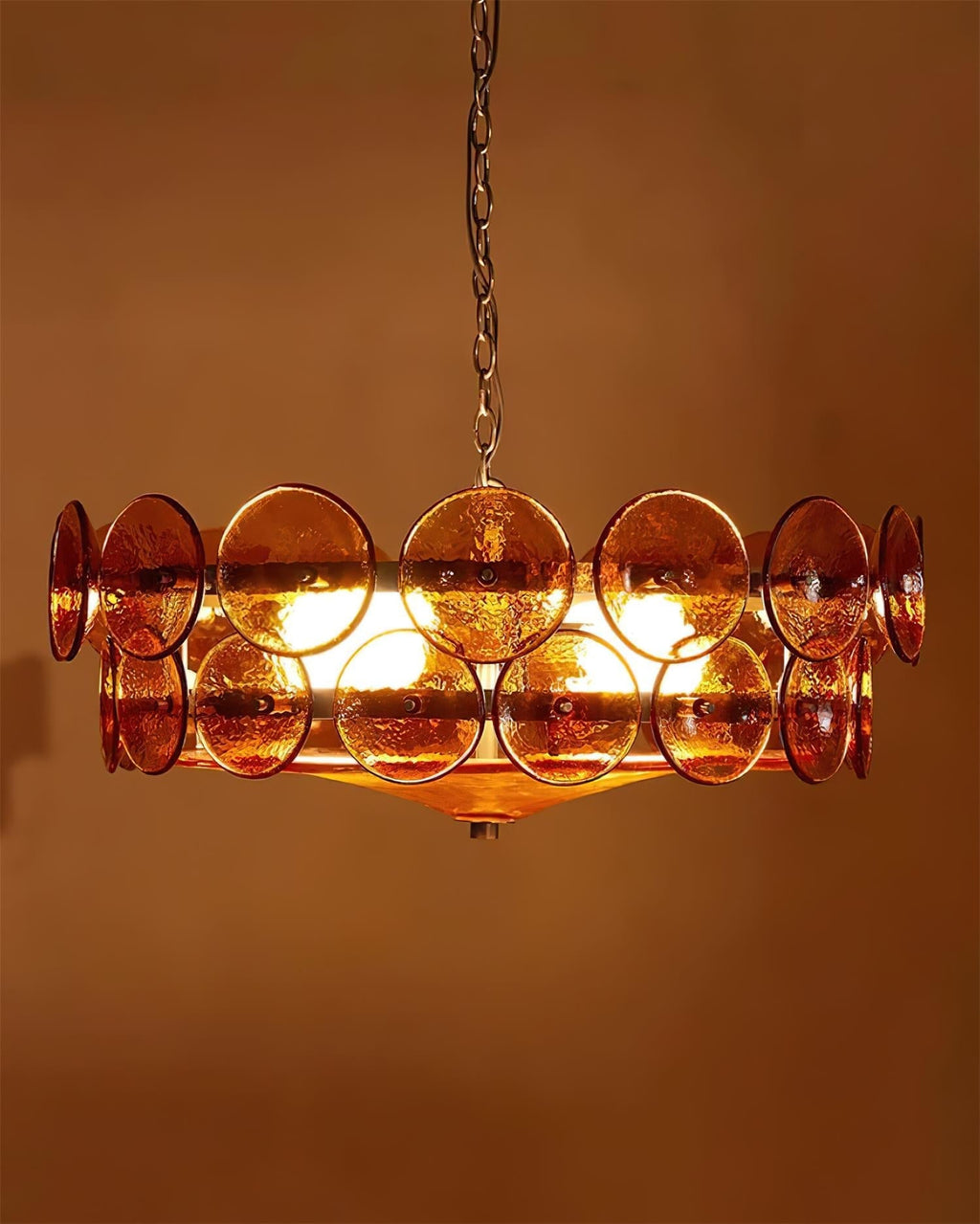 Lumora Amber Glass Chandelier With Adjustable Height